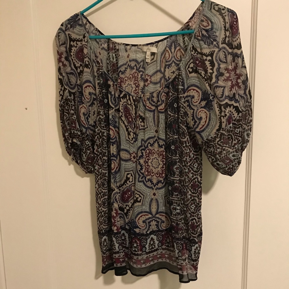 Joie Silk Short Sleeve Paisley Blouse M
